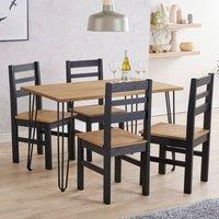 Core Products Augusta Dining Set - 118cm Pine Dining Table with 4 Black-Pine Chairs in Black