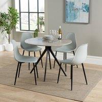 Core Products Aspen Grey Oak Effect Round Dining Table with 4 Curve Chairs - Set