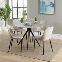 Core Products Aspen Grey Oak Effect Round Dining Table with 4 Duo Chairs - Set in Beige