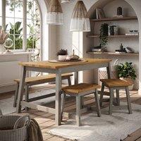 Core Products Corona Live Edge Dining Table & Triple Bench Dining Set in Grey