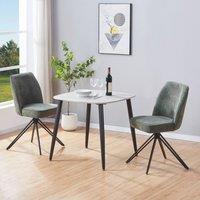Core Products Aspen Grey Oak Square Table with 2 Swivel Fabric Dining Chairs Set