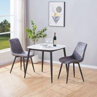 Core Products Aspen Sintered Stone Table with 2 Diamond Stitch Chairs - Dining Set in Grey