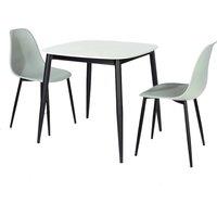 Core Products Aspen White Sintered Stone Table with 2 Curve Plastic Chairs - Set in Grey