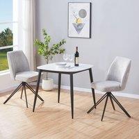 Core Products Aspen White Sintered Stone Table with 2 Swivel Fabric Chairs - Set in Grey