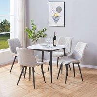 Core Products Aspen White Sintered Stone Table with 4 Diamond Stitch Chairs Set in Light Grey