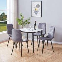 Core Products Aspen White Sintered Stone Table with 4 Straight Stitch Chairs - Set in Grey