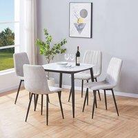 Core Products Aspen White Sintered Stone Table with 4 Straight Stitch Chairs - Set in Light Grey