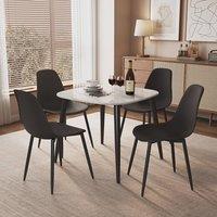 Core Products Aspen White Sintered Stone Dining Table with 4 Curve Dining Chairs Set