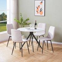 Core Products Aspen White Sintered Stone Table with 4 Straight Stitch Chairs Set