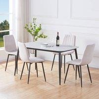 Core Products Aspen White Sintered Stone Table with 4 Straight Stitch Chairs - Set