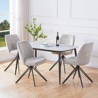 Core Products Aspen White Sintered Stone Rectangular Table with 4 Swivel Chairs Set in Grey