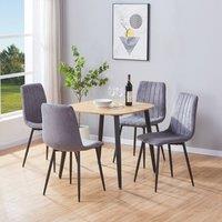 Core Products Aspen Light Oak Effect Dining Table with 4 Straight Stitch Chairs Set in Grey