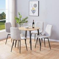 Core Products Aspen Light Oak Effect Dining Table with 4 Straight Stitch Chairs Set in Light Grey