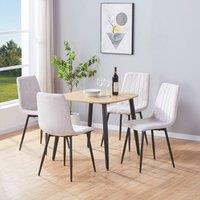 Core Products Aspen Light Oak Effect Dining Table with 4 Straight Stitch Chairs Set in White