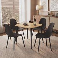Core Products Aspen Light Oak Effect Dining Table with 4 Curve Dining Chairs - Set in Black