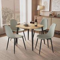 Core Products Aspen Light Oak Effect Dining Table with 4 Curve Dining Chairs - Set in Grey