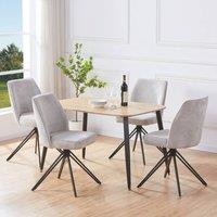 Core Products Aspen Light Oak Rectangular Dining Table with 4 Swivel Chairs Set in Grey