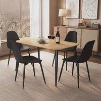 Core Products Aspen Light Oak Effect Dining Table with 4 Curve Dining Chairs Set in Black