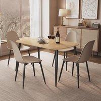 Core Products Aspen Light Oak Effect Dining Table with 4 Curve Dining Chairs Set in Beige