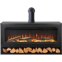 Acantha Fires & Fireplaces Acantha Vision Electric Media Stove Log Store & Pipe in Black