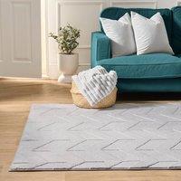 OHS Chevron Carved Rug Soft Floor Carpet Non Slip Area Mat in Grey | Size: 160 cm x 230 cm
