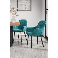 More4Homes Set Of 8 Anika Modern Velvet Dining Chair Padded Seat Metal Legs in Blue