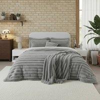 Snug City Luxury Teddy Cord Design Bedding Set Ultra Soft Cozy Stylish Comfort in Silver | Size: King