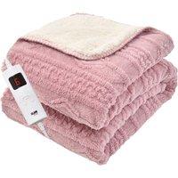 Glamhaus Electric Heated Throw Fleece Blanket 160 x 130cm in Pink | Size: 160 x 130 cm