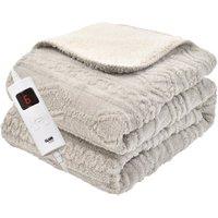 Glamhaus Electric Heated Throw Fleece Blanket 160 x 130cm in Grey | Size: 160 x 130 cm