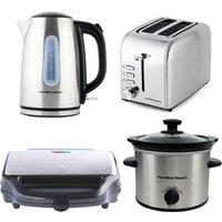 Hamilton Beach Rise Kettle, Toaster, Sandwich Toaster & 1.8L Slow Cooker Set - Silver