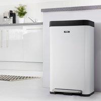 Cooks Professional XL Pedal Bin 65L - Recycling or Waste Dustbin with Soft Close Lid in White