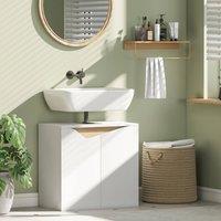 HOMCOM Under Sink Cabinet, Bathroom Sink Cabinet for Basin without Pedestal in White | Size: W600mm x H600mm