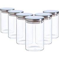 Havendro 6x Glass Storage Jar with Metal Lids Kitchen Food Storage in Silver