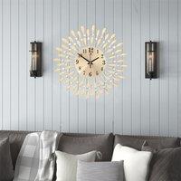 Living and Home 37.5cm Dia European Drop-Shape Metal Silent Wall Clock with Crystal, Gold