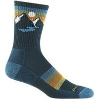 Darn Tough Vermont Men's Sunset Patterned Micro Crew Lightweight Hiking Seamless Merino Socks in Blue | Size: Medium