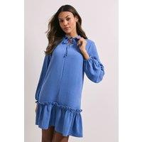 Dorothy Perkins Women's Tie Neck Collar Detail Shift Mini Dress in Blue | Size: 16