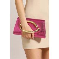 AJVANI Women's Evening Party Going Out Prom Handle Clutch Bag in Fuchsia