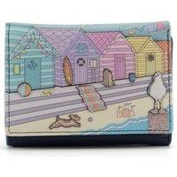 Mala leather Women's Woolacombe Beach & Dog RFID Trifold Leather Purse in Dark Navy