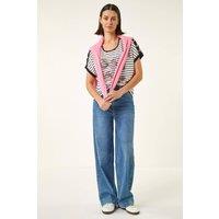 Roman Women's Floral Stripe Print T-Shirt | Size: 20