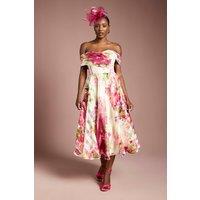 Coast Women's Stripe Organza Pleat Top Midi Dress in Ivory | Size: 8