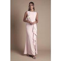 Coast Women's Sleeveless Round Neck Sash Waist Maxi Bridesmaid Dress in Blush | Size: 12
