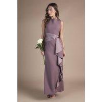 Coast Women's Sleeveless Round Neck Sash Waist Maxi Bridesmaid Dress in Dusty Mauve | Size: 10