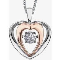 T.H.Baker Women's 9ct Two Tone Gold 0.15ct Diamond Pulse Open Heart Pendant P3117WR/15-10 | Size: 16-18inch