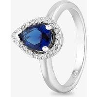 Starbright Women's Sterling Silver Pear Shaped Cubic Zirconia Halo Ring THB-01R SAP-53 | Size: 56 (O 1/2)