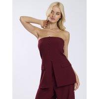 Finding Friday Women's Tailored Strapless Longline Top in Burgundy | Size: 12