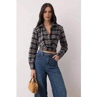 WOVCOR Women's Relaxed Fit Checked Flannel Shirt | Size: 10