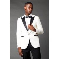 Burton Men's White Tailored Fit Peak Collar Tuxedo Jacket | Size: 44R
