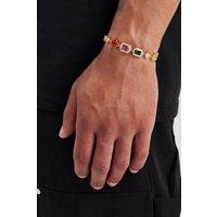 Cernucci Men's Multi Gemstone Motif Bracelet - Gold - 10mm in Metallic Gold | Size: 8 inches