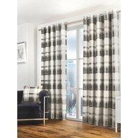 Fusion 'Balmoral Check' Country Checked Pattern Pair of Eyelet Curtains in Dark Grey | Size: 168 cm width x 137 cm drop