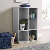 Home Source Storage Cube Shelves Bookcase Wooden Display Unit Fabric Drawers in Grey